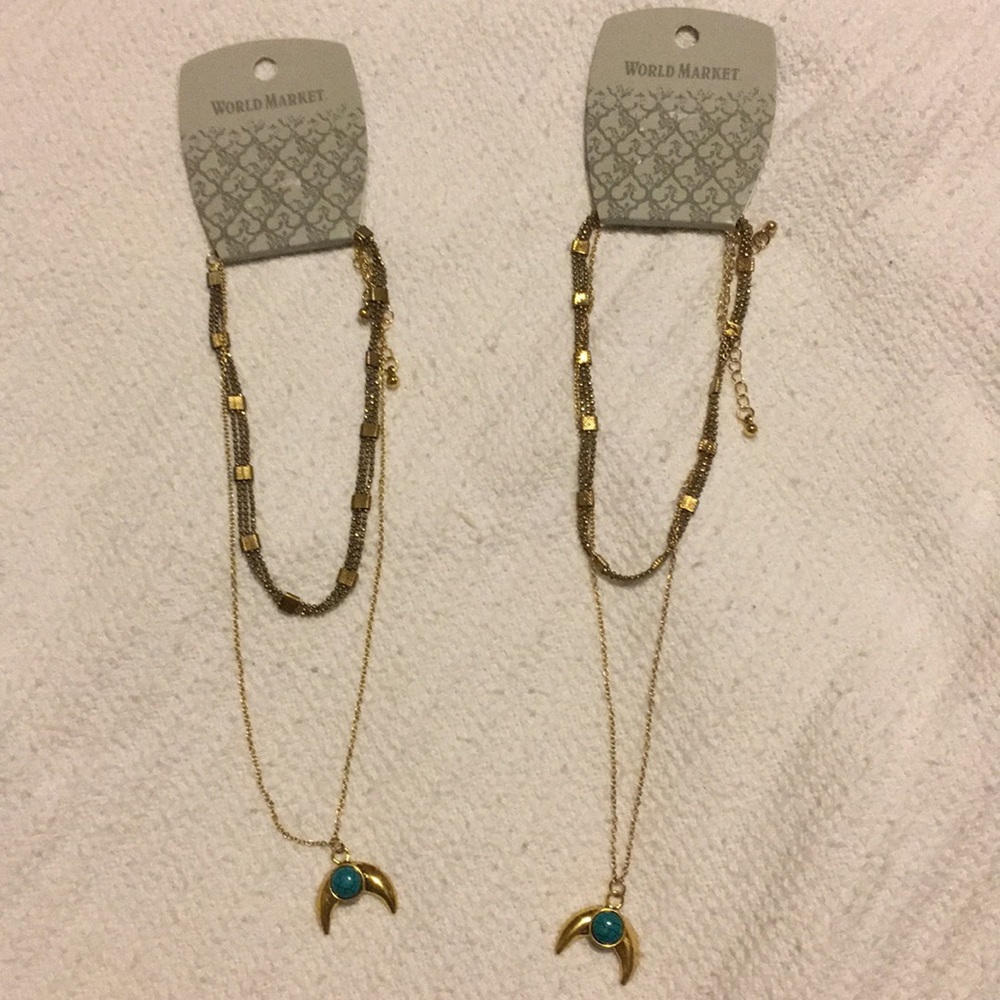 Gold choker with turquoise moon necklace NWT